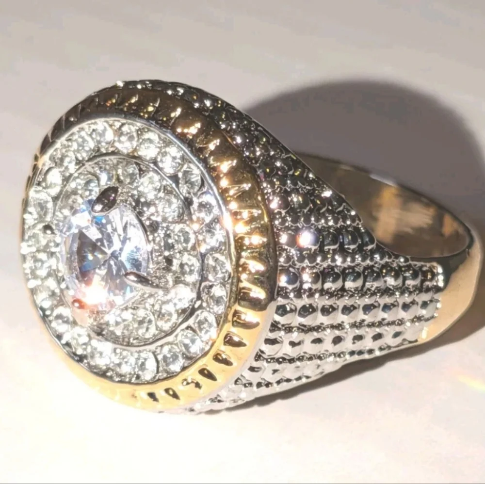 Men's 4CT Oval Cut Moissanaite Engagement BAND Dome Ring 14K Yellow Gold Plated